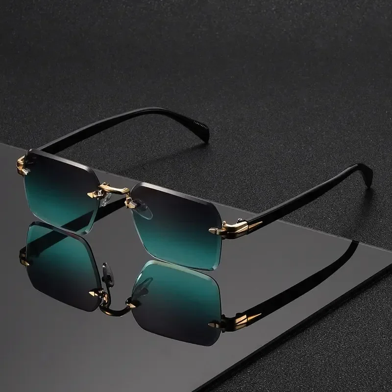 Sunglasses Uv400 - Randloze zonnebril, rechthoekig model, modieus, populair,
