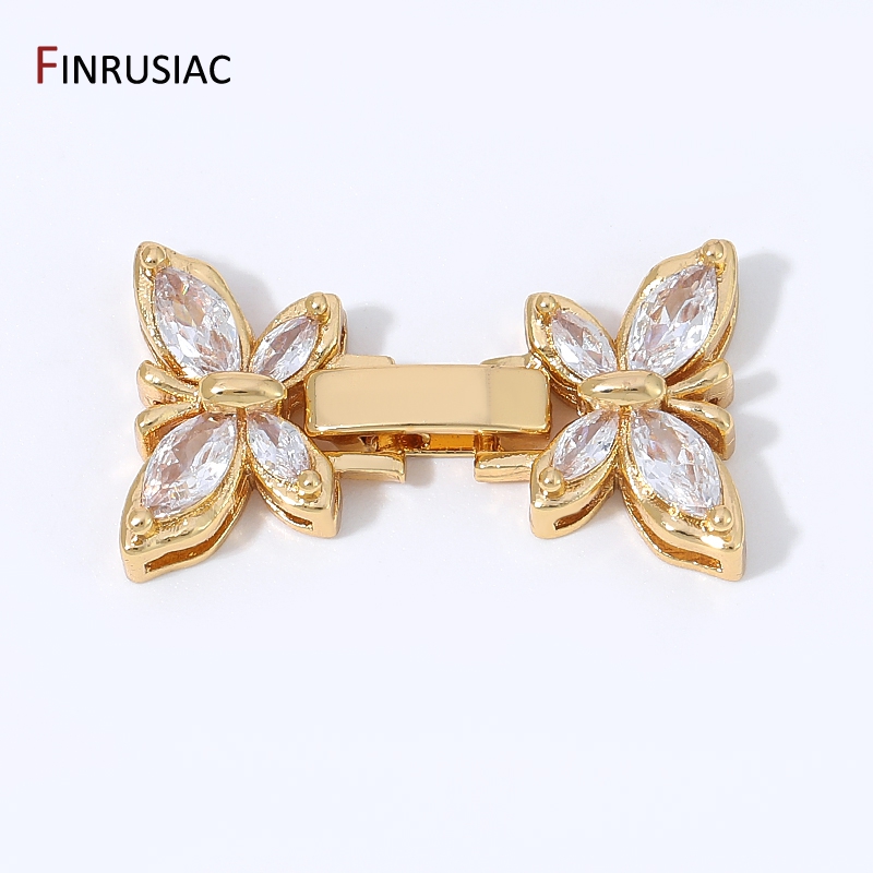 Gold Plated Jewelry - 18K vergulde messing marquise zirkoon vlinder