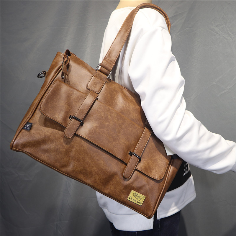 Leather Briefcase - Koreaanse modeontwerper lederen schoudertas handtassen draagbare