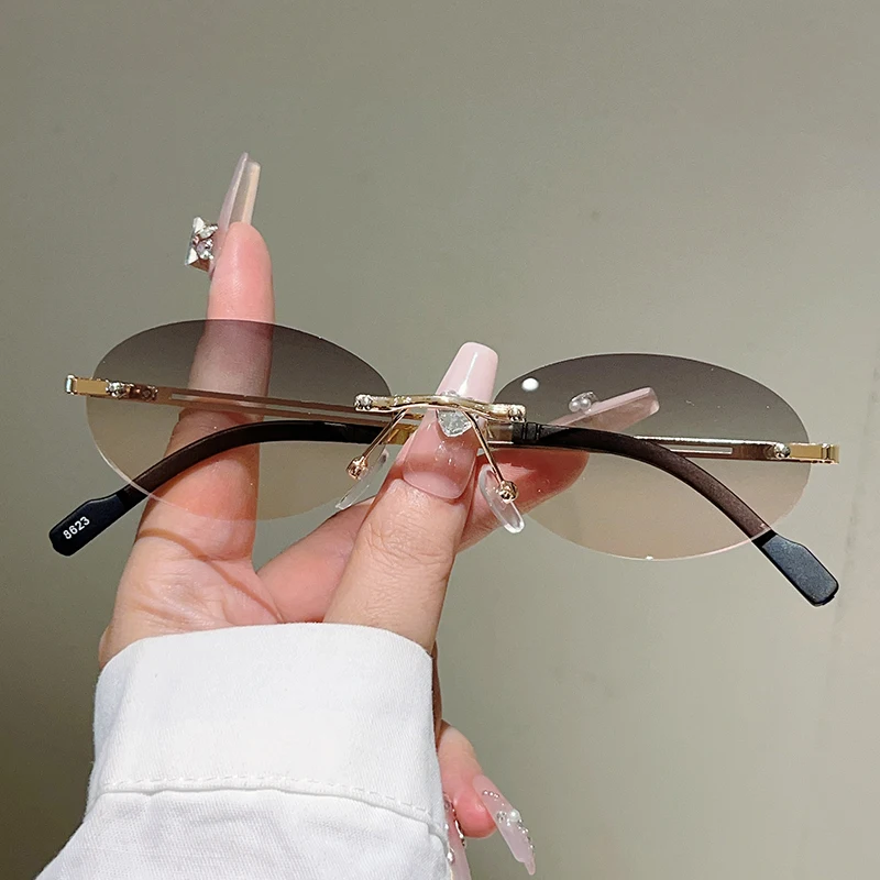 Rimless ovale zonnebrillen voo - Sunglasses Uv400 recensie en prijs