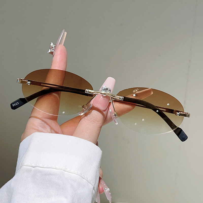 Rimless ovale zonnebrillen voo - Sunglasses Uv400 recensie en prijs
