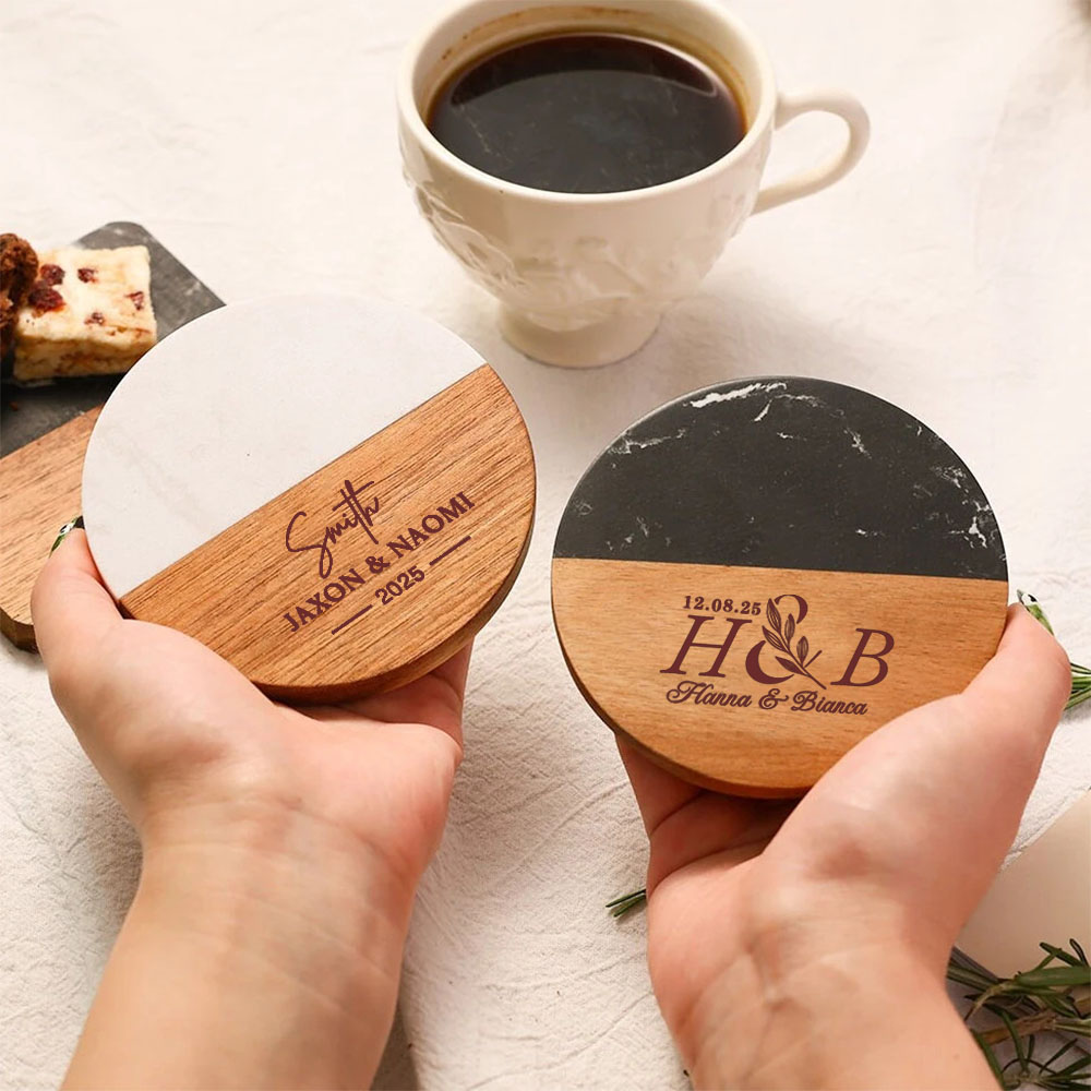 Gepersonaliseerde marmeren ond - Marble Coaster Set recensie en prijs