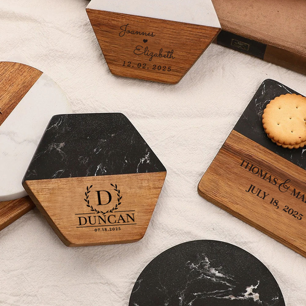 Gepersonaliseerde marmeren ond - Marble Coaster Set recensie en prijs