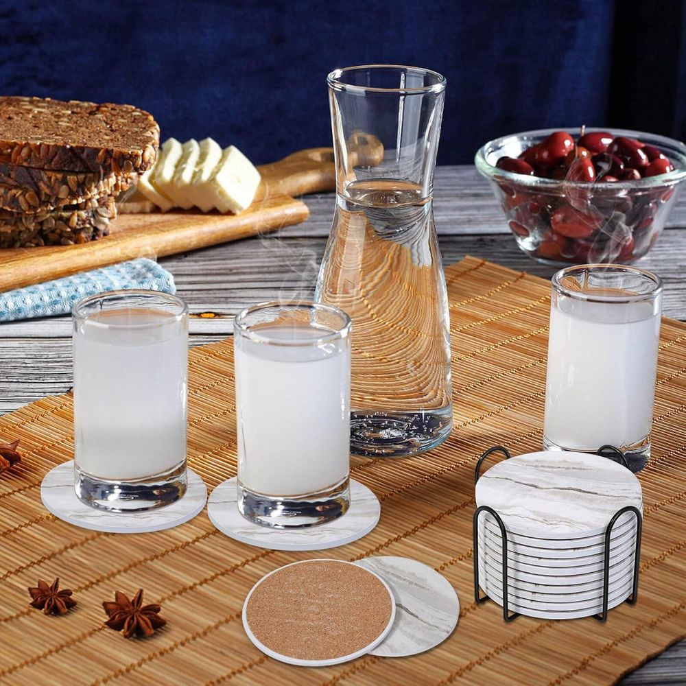 6-delige absorberende onderzet - Marble Coaster Set recensie en prijs