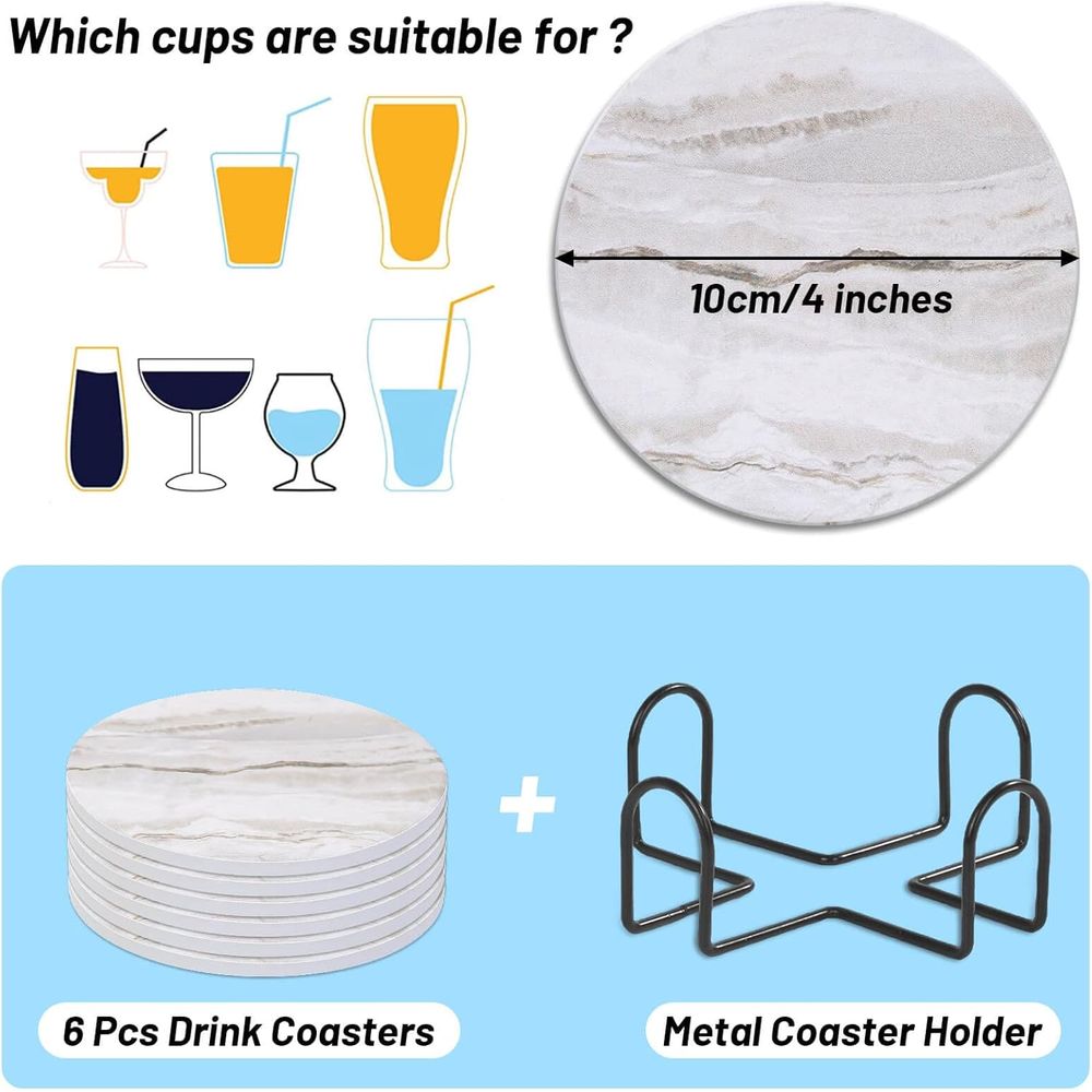 6-delige absorberende onderzet - Marble Coaster Set recensie en prijs